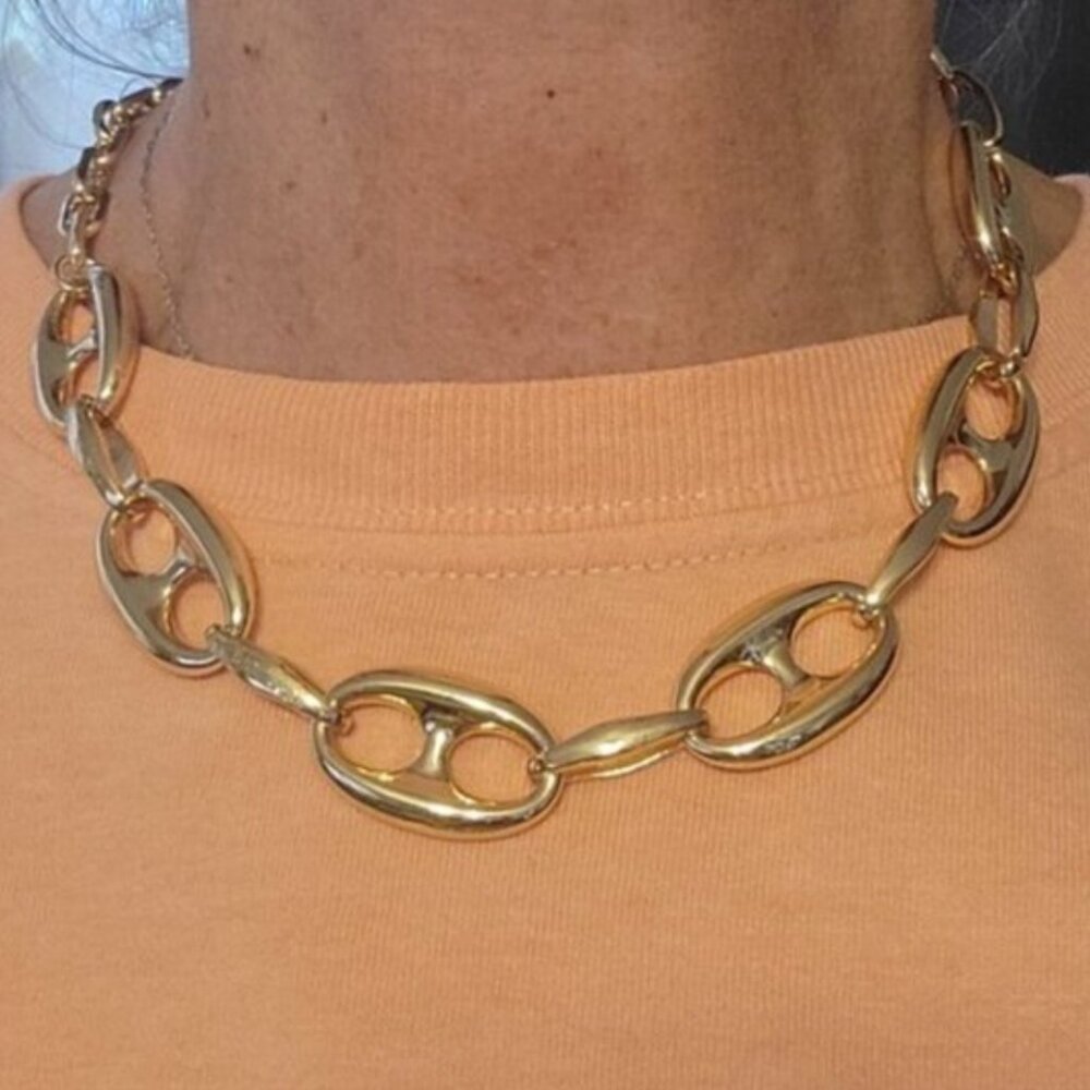 Gold Tone Mariner Link Necklace